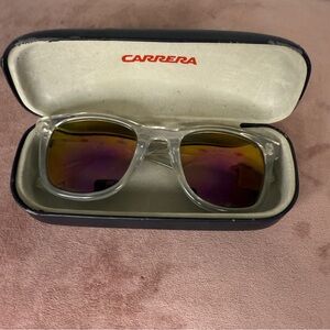 Vintage Carrera Transparent Frame Sunglasses with Multicolor Mirrored Lenses